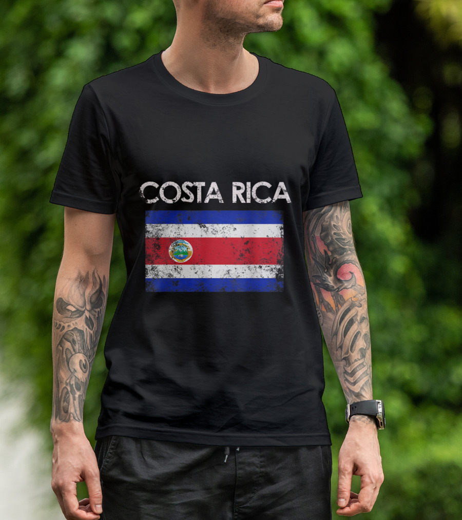 Costa Rica Heritage Distressed Flag T-Shirt