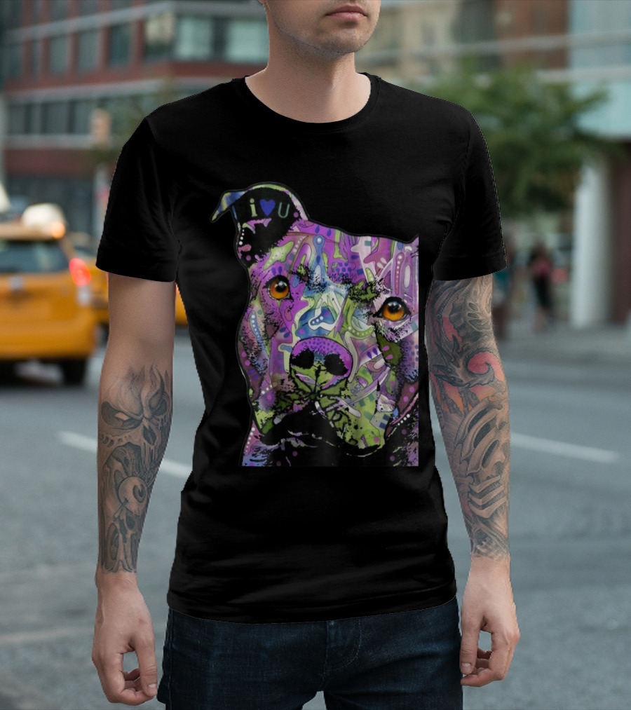 PitBull I Heart U Colorful Pit Bulls Artful Expression T-Shirt