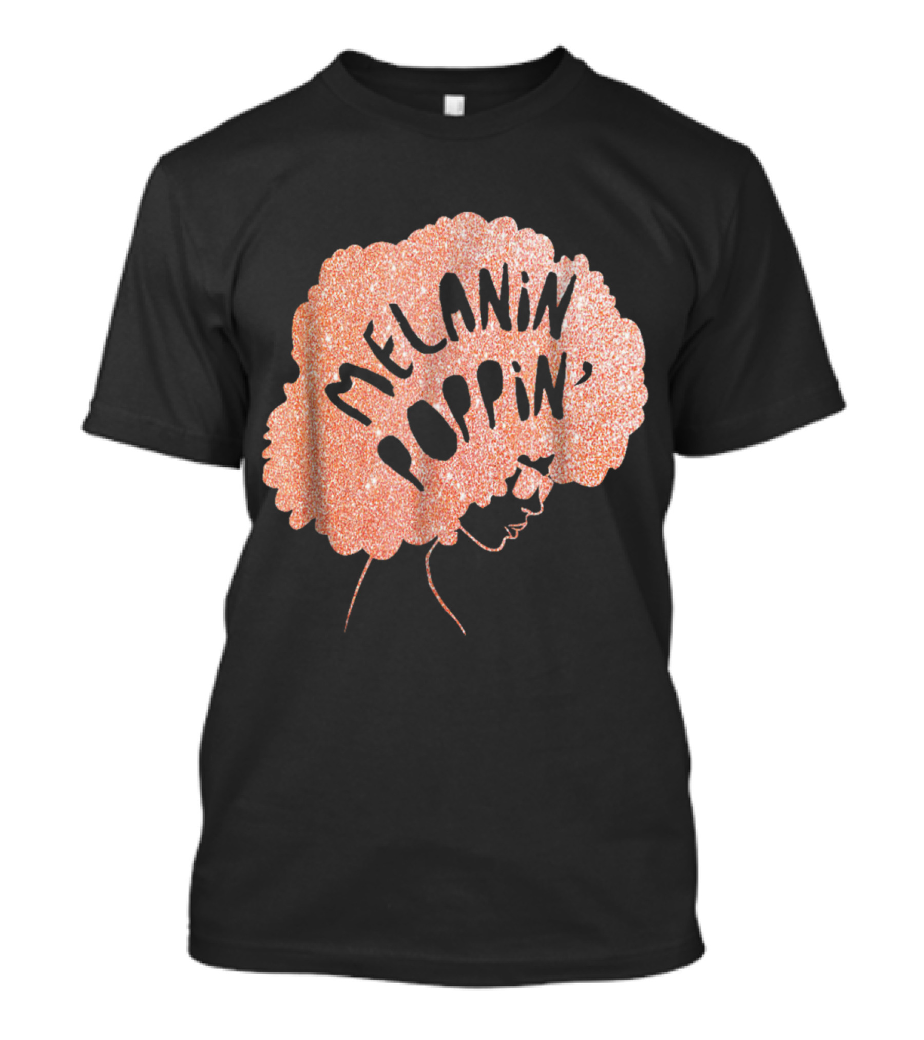 Melanin Poppin African Pride Black Beauty Glitter Afro T-Shirt