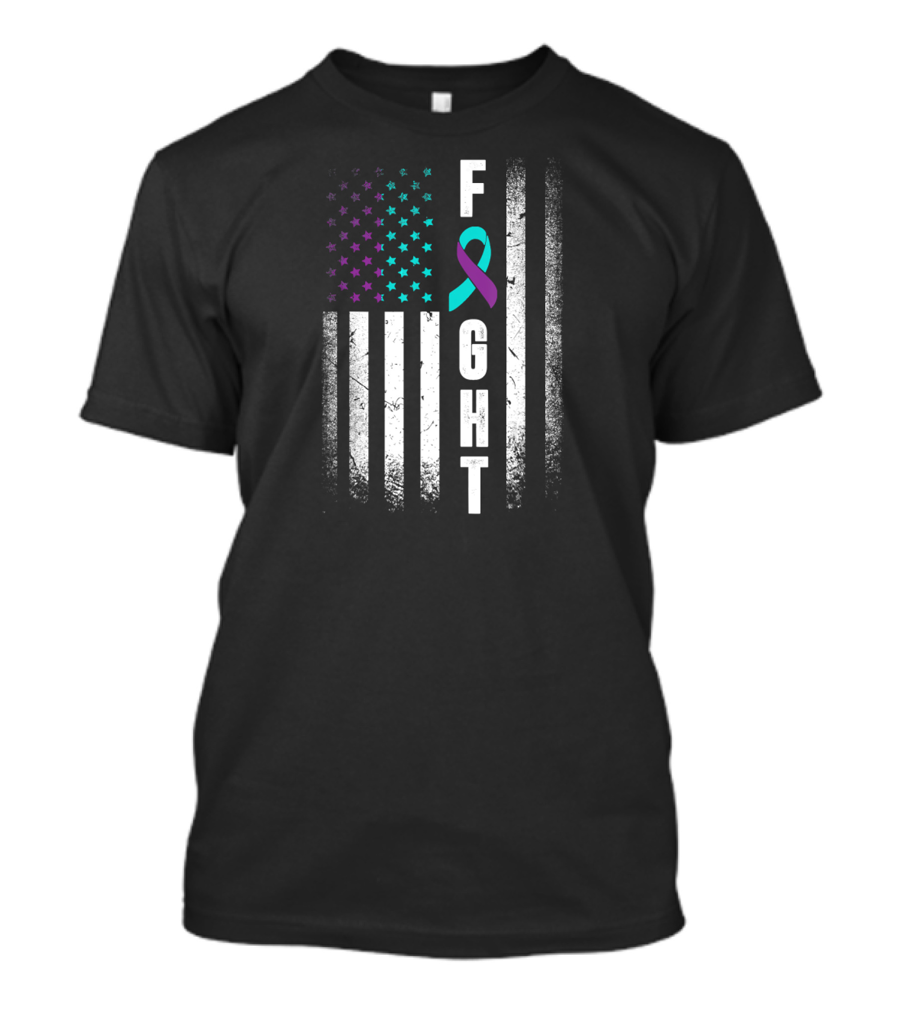 Distressed American Flag Fight Suicide Prevention Awareness T-Shirt