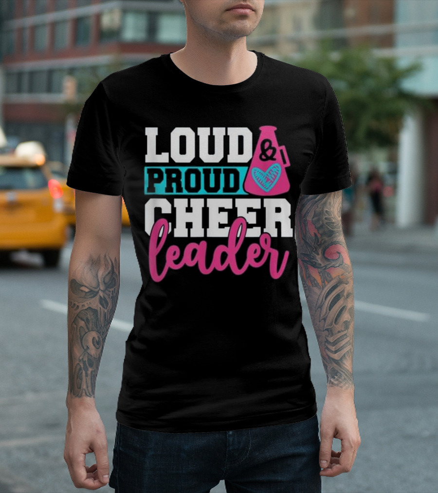 Loud Proud Cheerleader Megaphone Heart Motif Cheerleading Cos T-Shirt