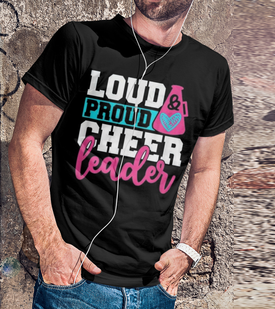 Loud Proud Cheerleader Megaphone Heart Motif Cheerleading Cos T-Shirt