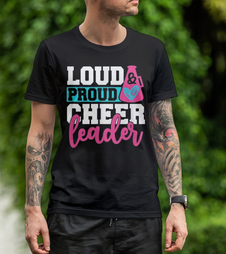 Loud Proud Cheerleader Megaphone Heart Motif Cheerleading Cos T-Shirt