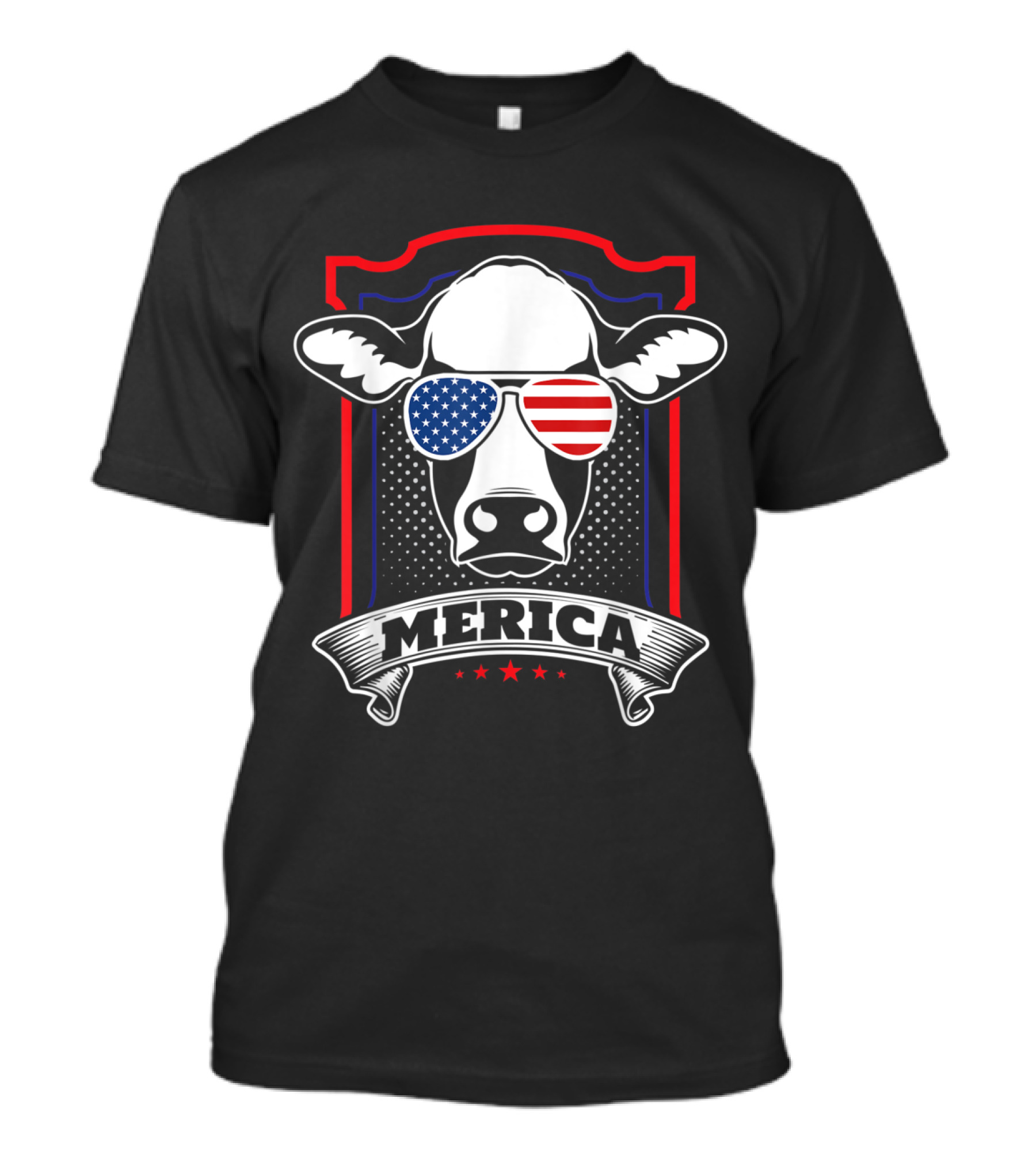 Memorial Day Cool Cow Rancher Merica Patriotic Sunglasses American Flag T-Shirt