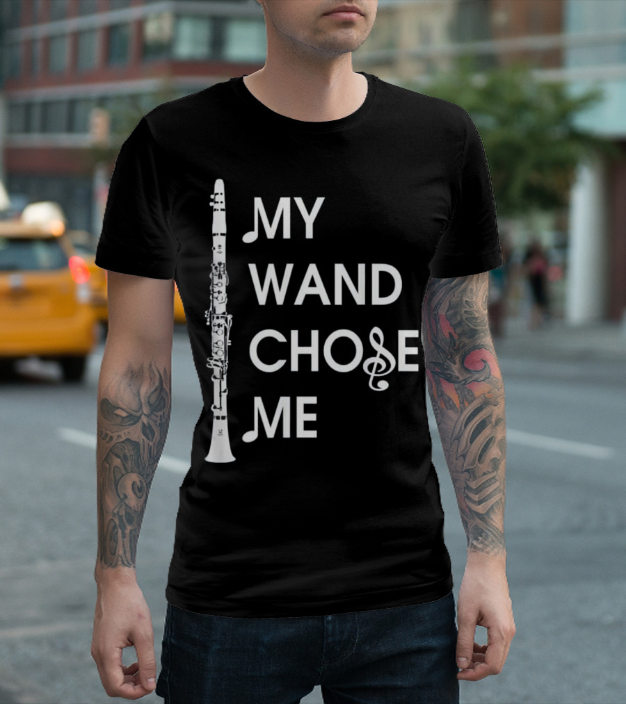 Clarinet My Wand Chose Me Treble Clef Musical Instrument T-Shirt