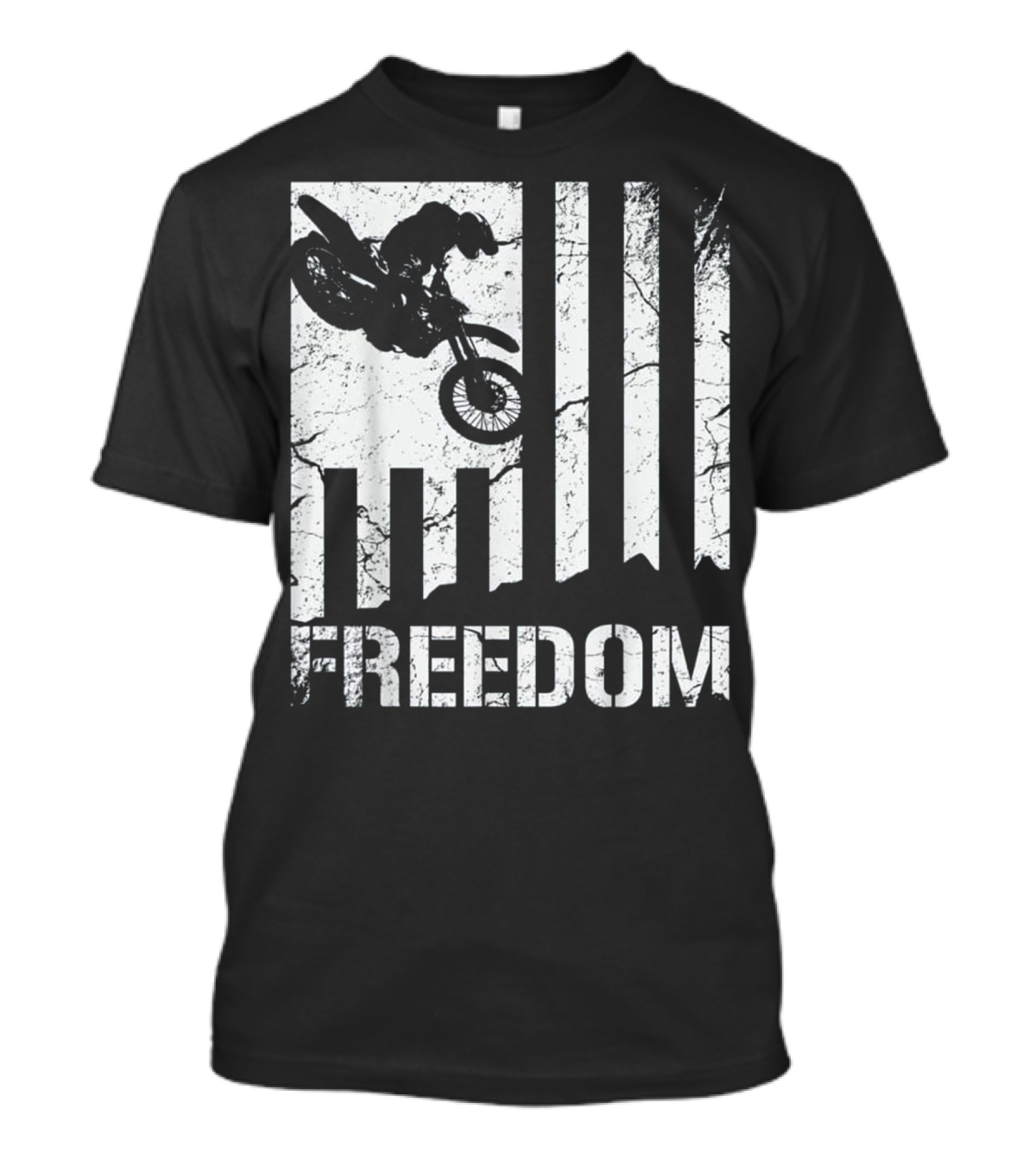 Motocross MX Bike Freedom With American Flag Elements T-Shirt