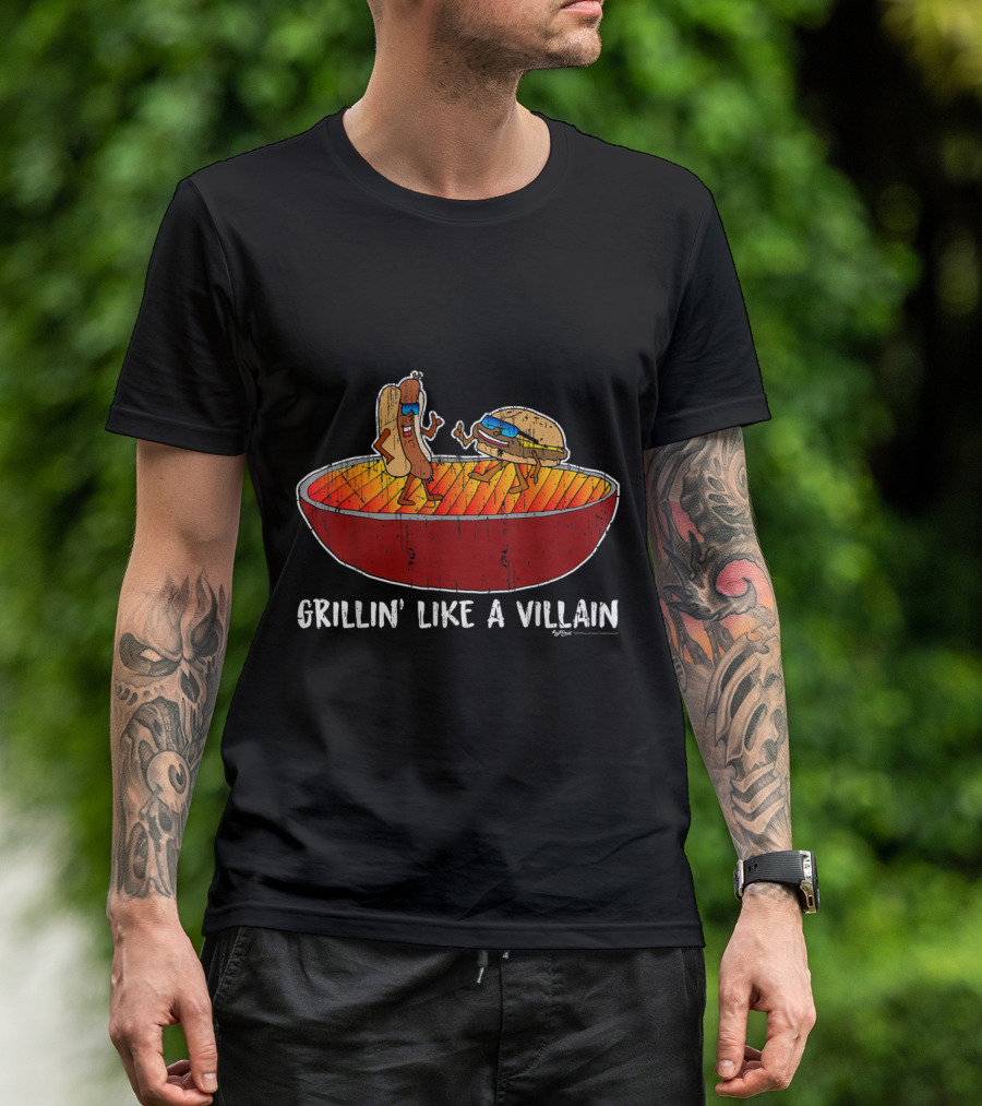 Grillin' Like A Villain Hot Dog Burger Dance Vintage Novelty T-Shirt