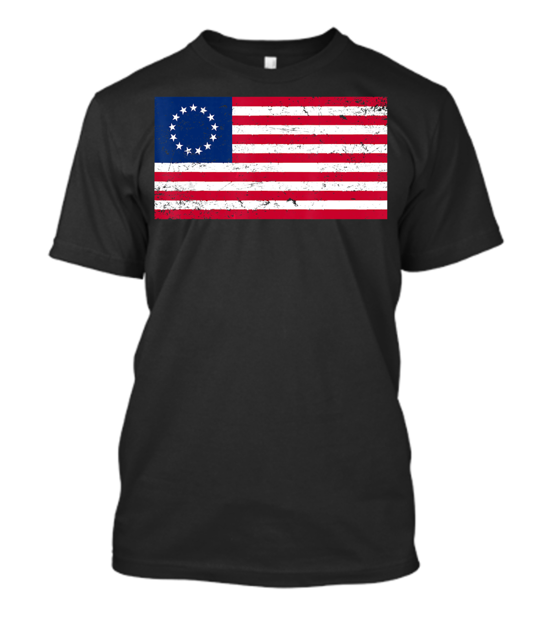 Distressed Vintage Betsy Ross American Flag With Circular Stars T-Shirt