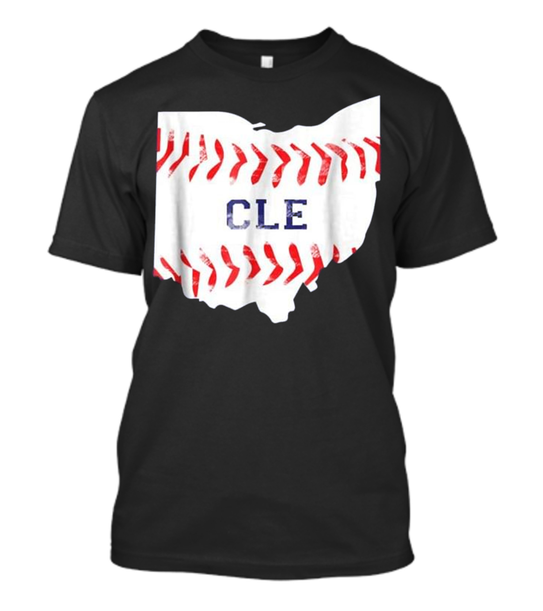 Cleveland Ohio Distressed CLE Baseball Stitch T-Shirt