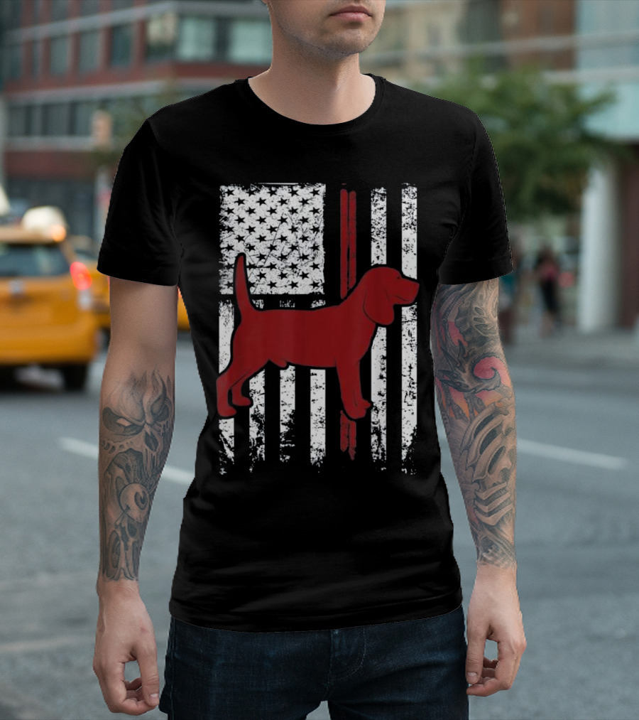 Patriotic American Beagle Dog with Flag Elements T-Shirt