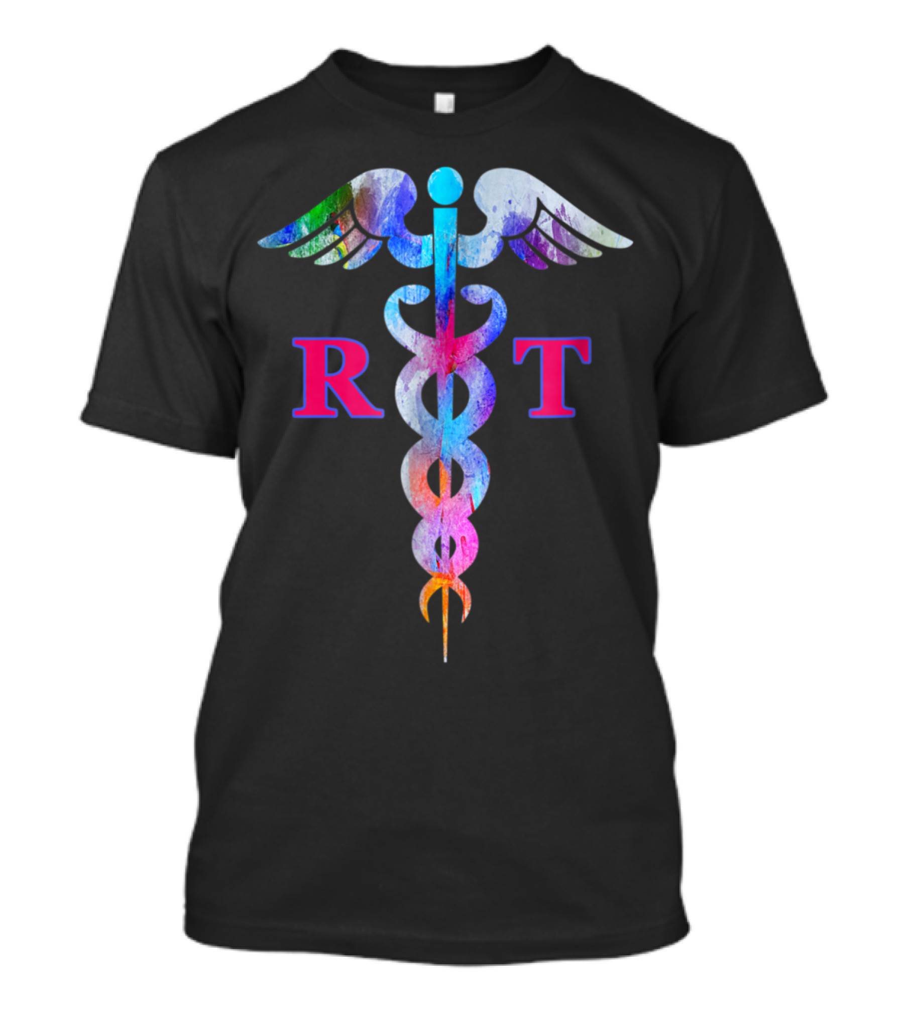 RT Respiratory Therapist Caduceus Symbol Colorful T-Shirt