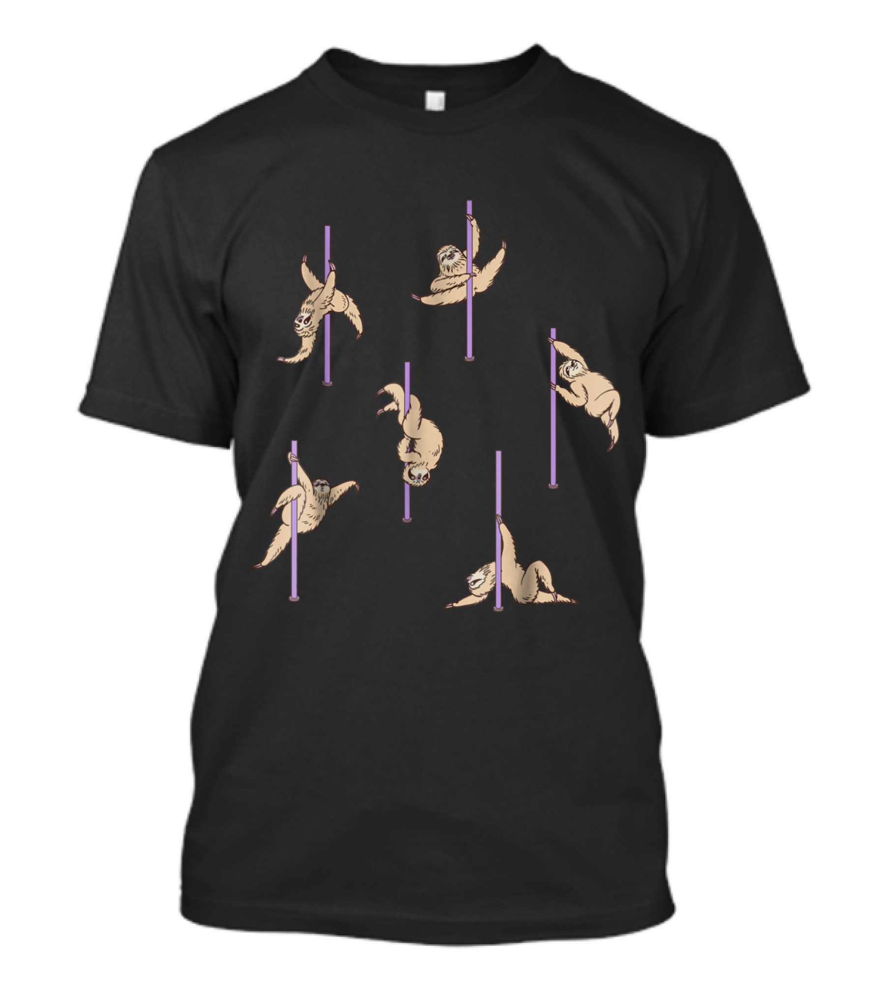 Pole Dance Sloth Choreography By Huebucket With Cute Sloths On Poles T-Shirt