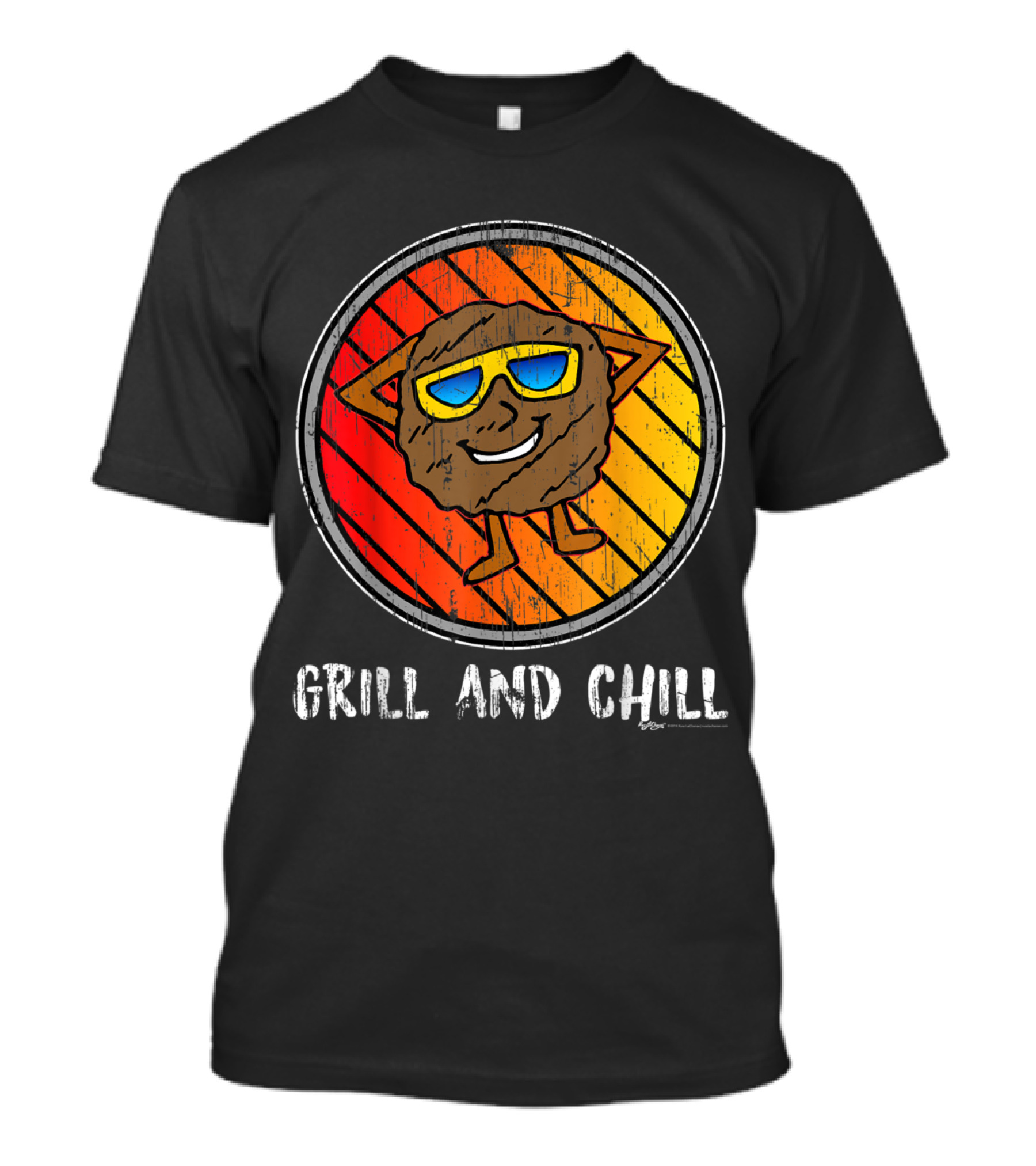 Grill And Chill Vintage Hamburger With Retro Sunglasses T-Shirt