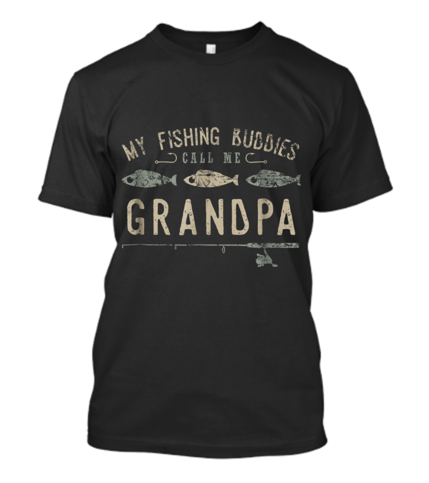Fishing Buddies Call Me Grandpa With Fish And Hooks T-Shirt