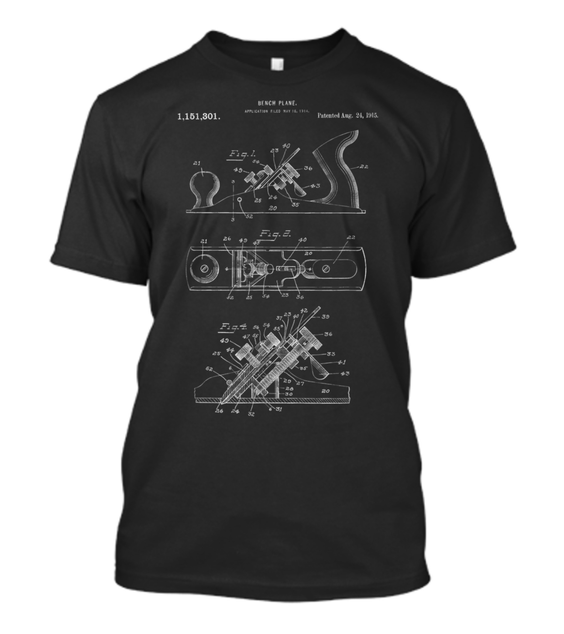 Patented Aug 24 1915 Bench Plane Blueprint 1151301 T-Shirt