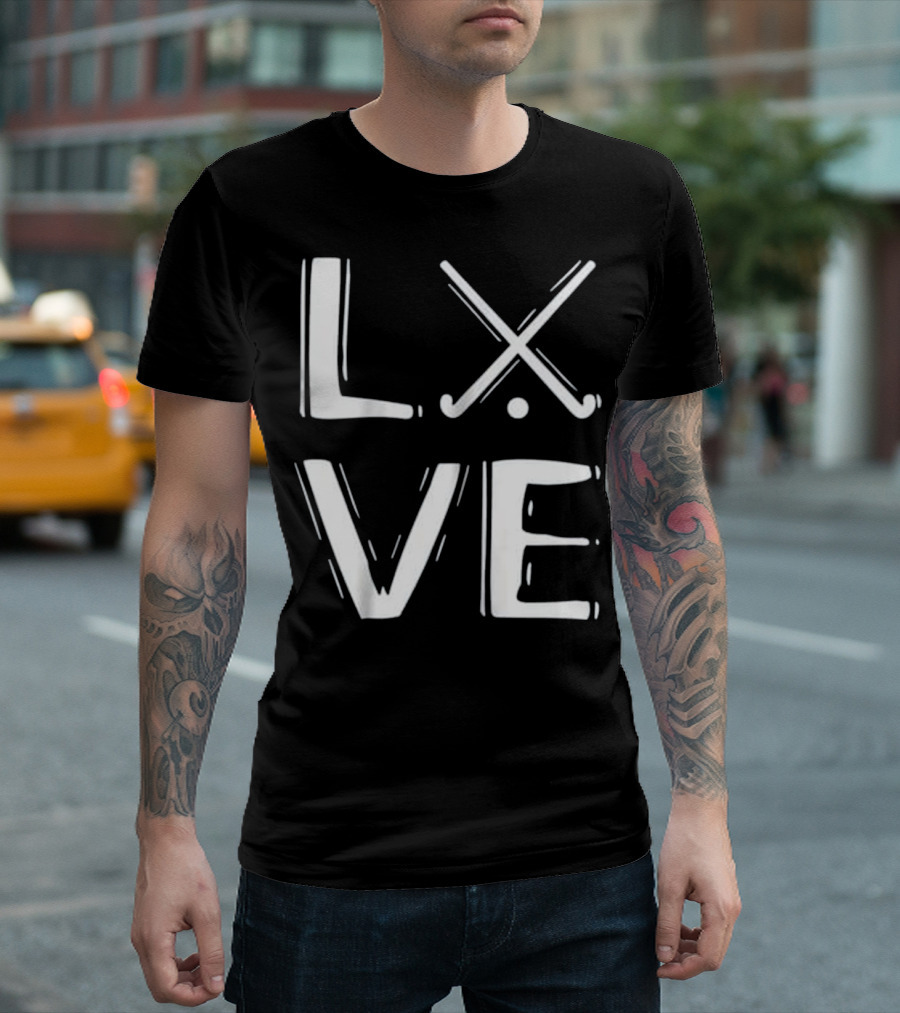 LXVE Field Hockey Passion with Crossed Sticks T-Shirt