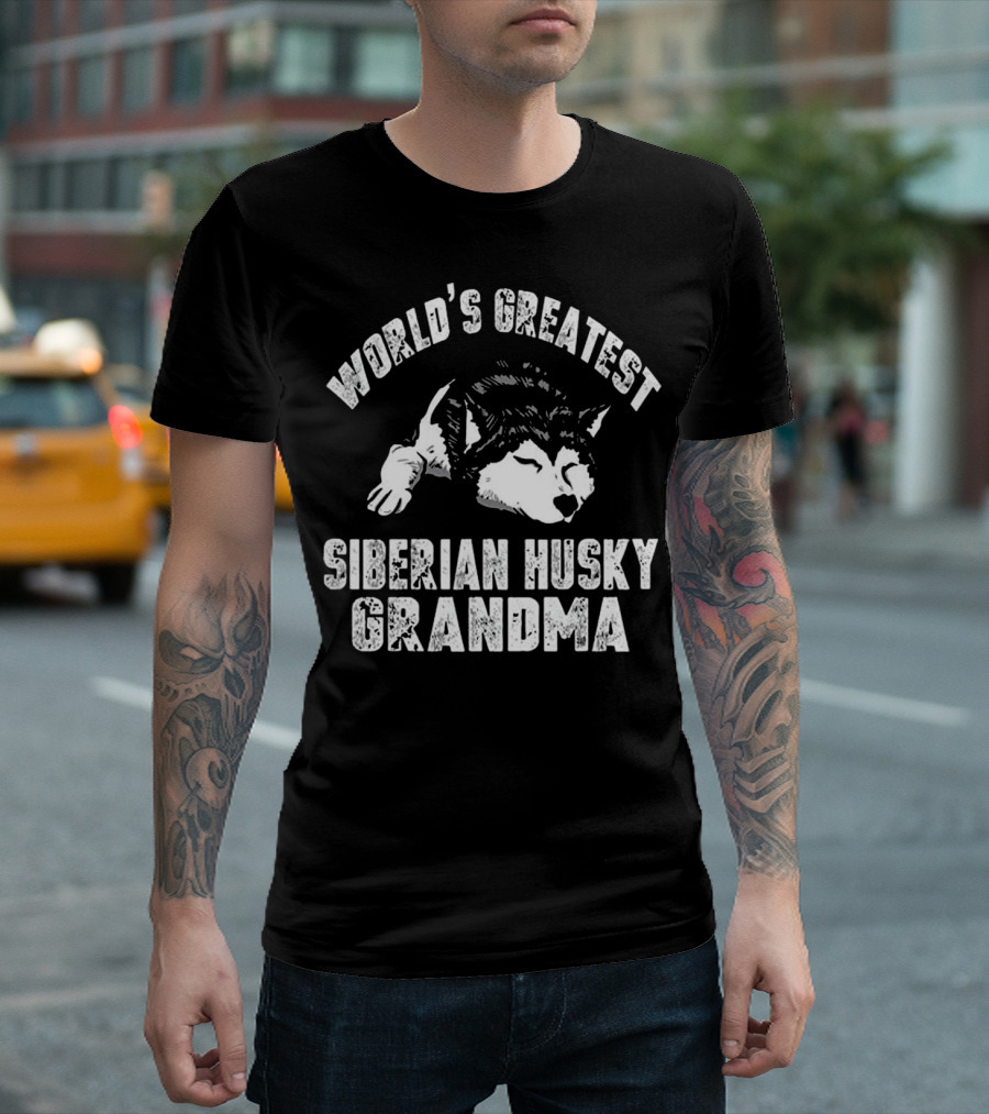 World's Greatest Siberian Husky Grandma Distressed Funny T-Shirt