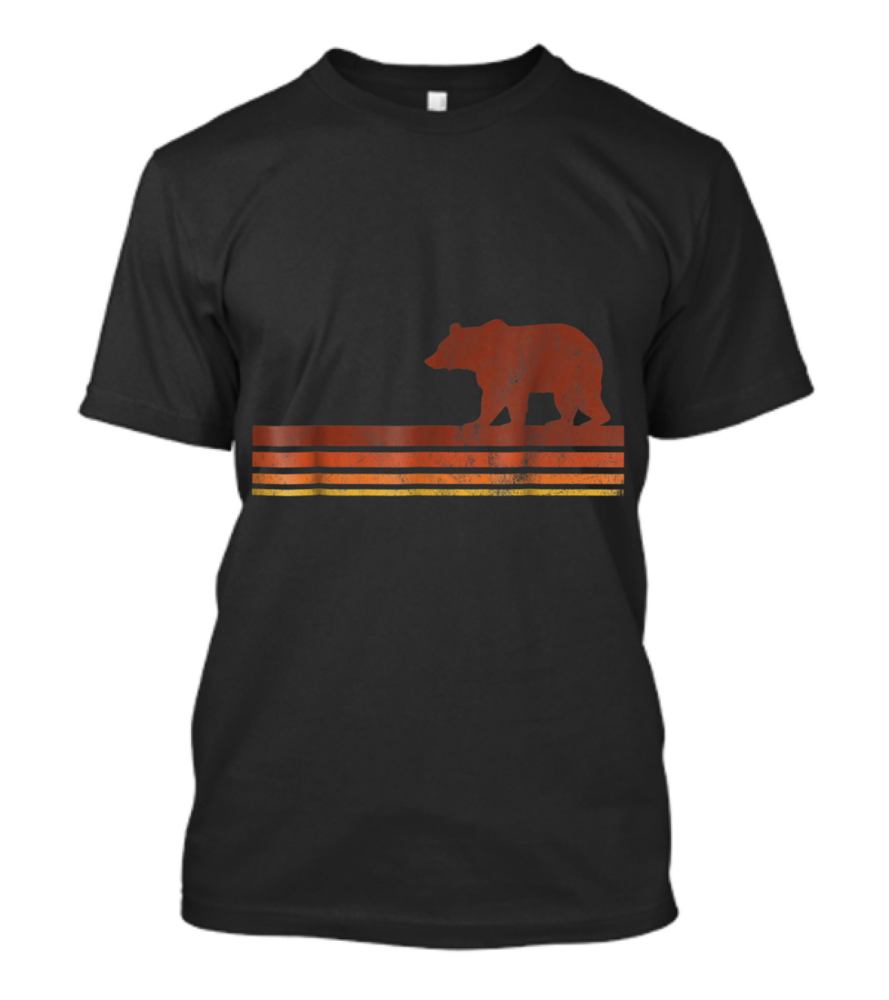 California Vintage Boho Bear With Stripes T-Shirt