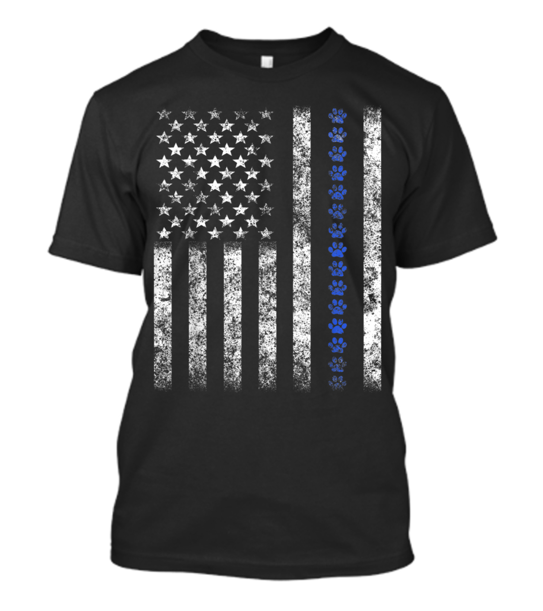 Police Dog K9 American Flag Blue Paw Prints T-Shirt