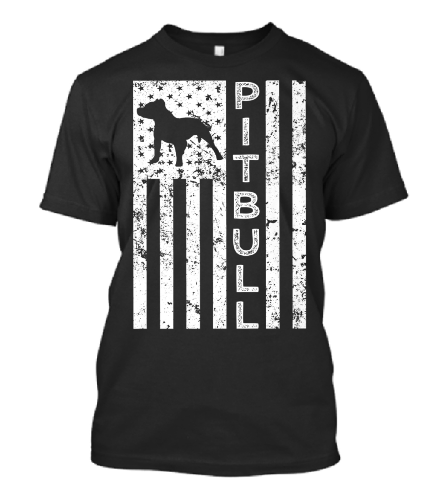 Patriotic American Pitbull Silhouette With US Flag Graphics T-Shirt