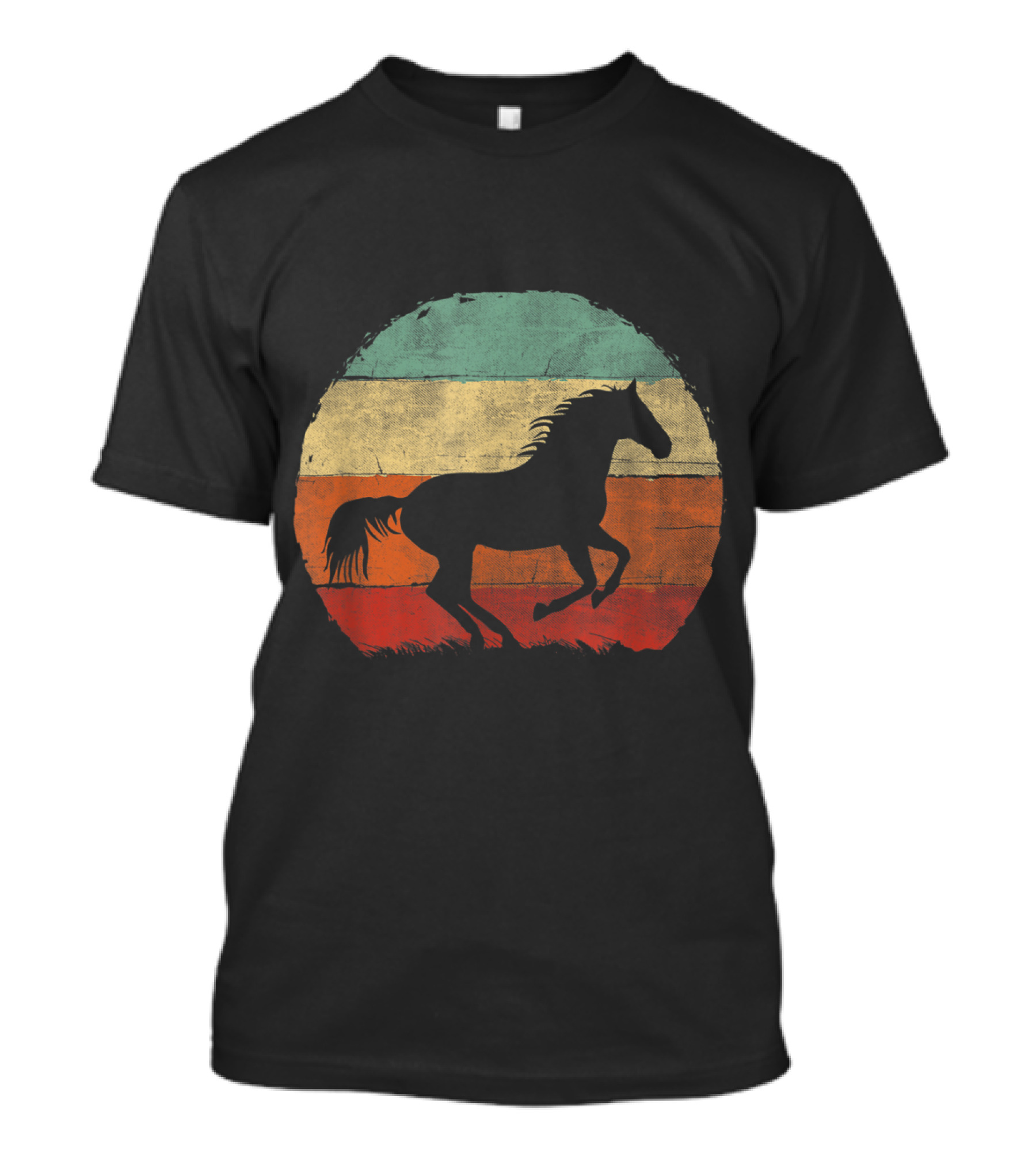 Vintage Horse Lover Retro Sunset Silhouette Horseback T-Shirt