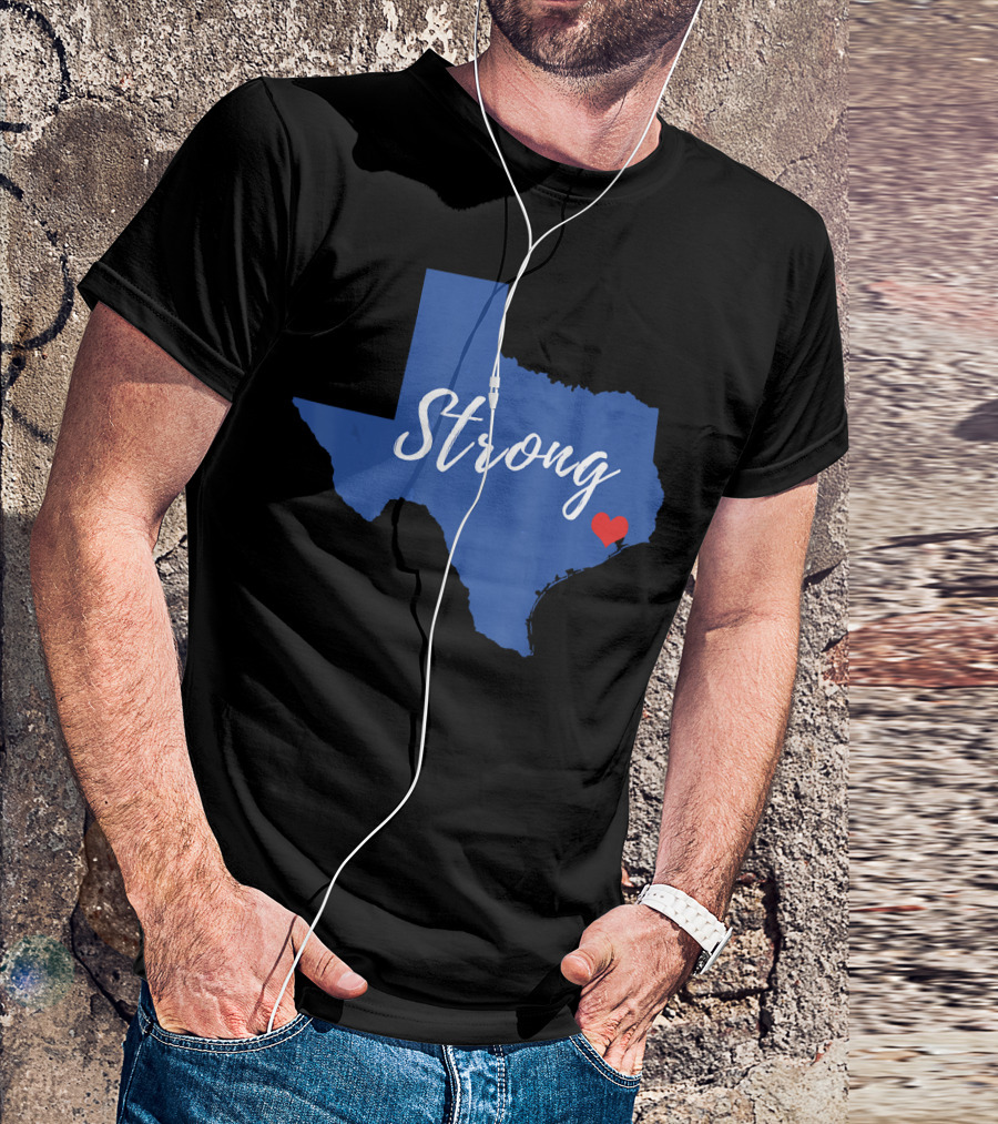 Strong Love Houston Texas With Heart Icon Map T-Shirt