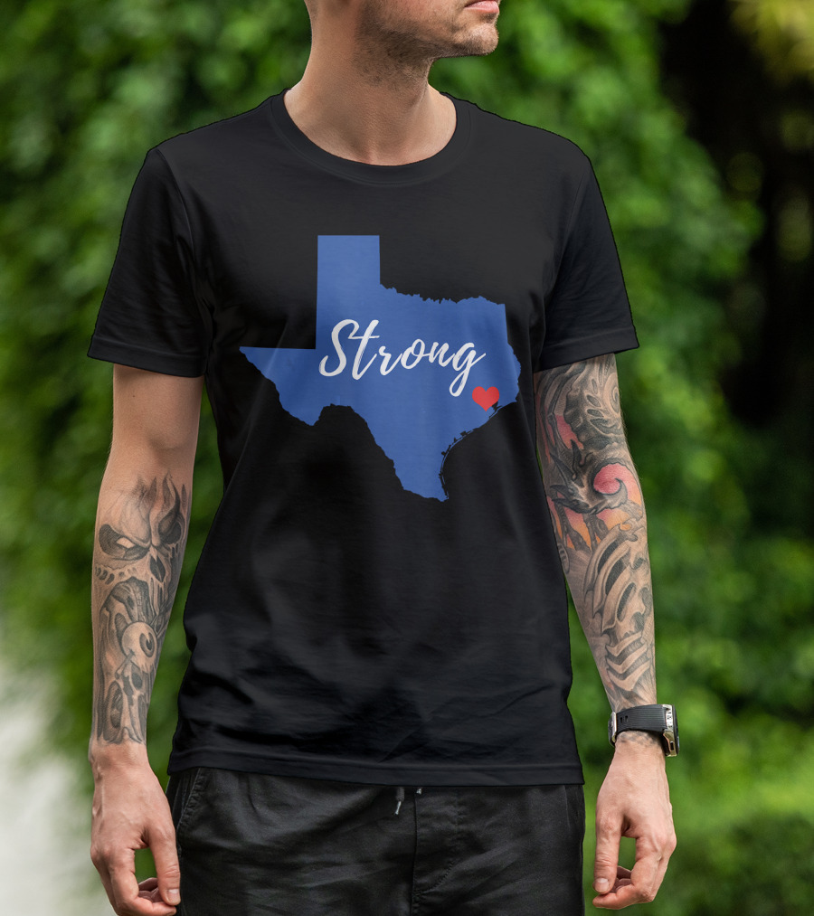Strong Love Houston Texas With Heart Icon Map T-Shirt