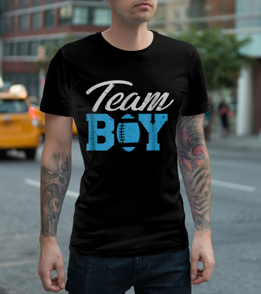 Team Boy Gender Reveal Football T-Shirt