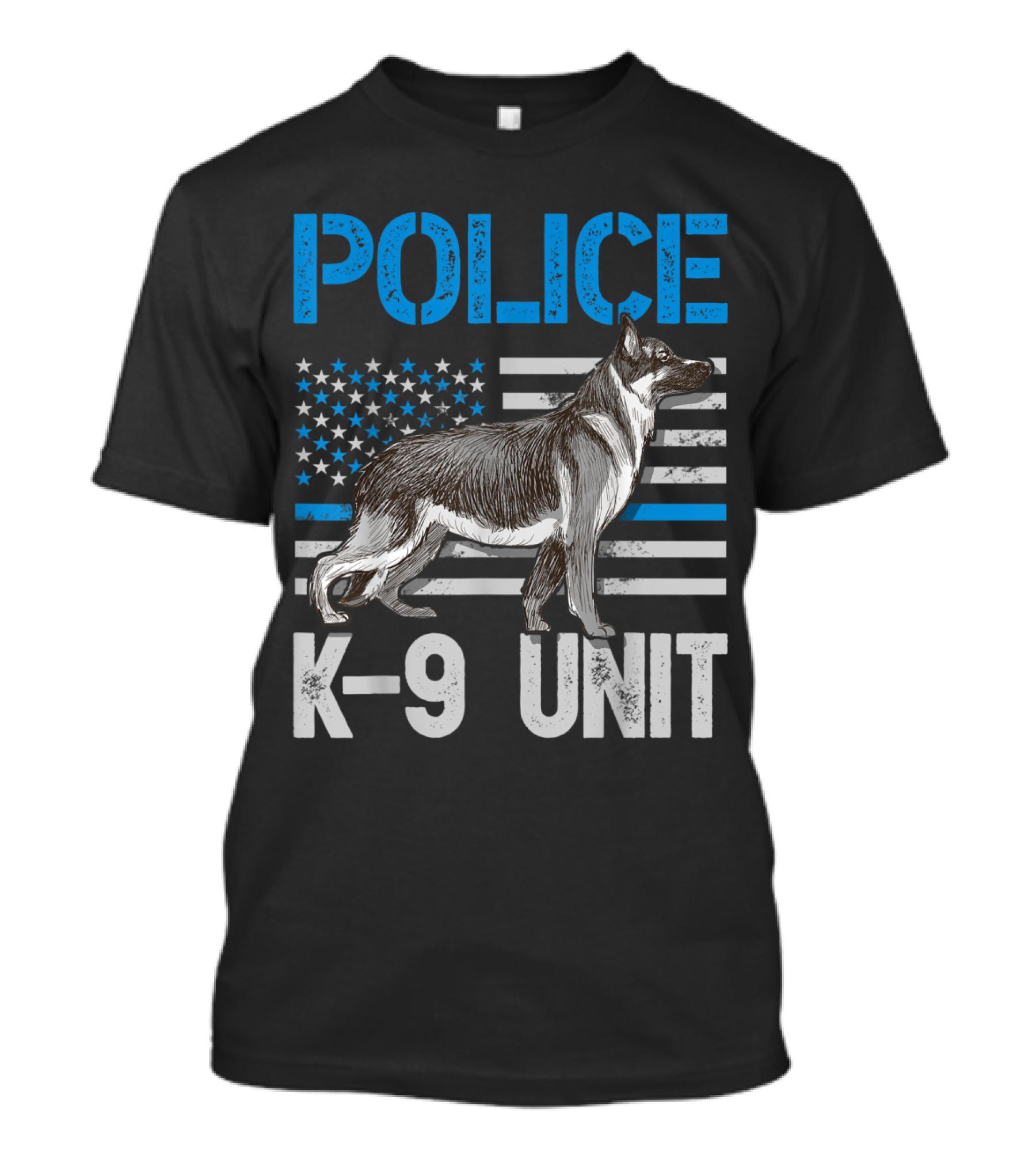 Police K-9 Unit Thin Blue Line American Flag Dog T-Shirt