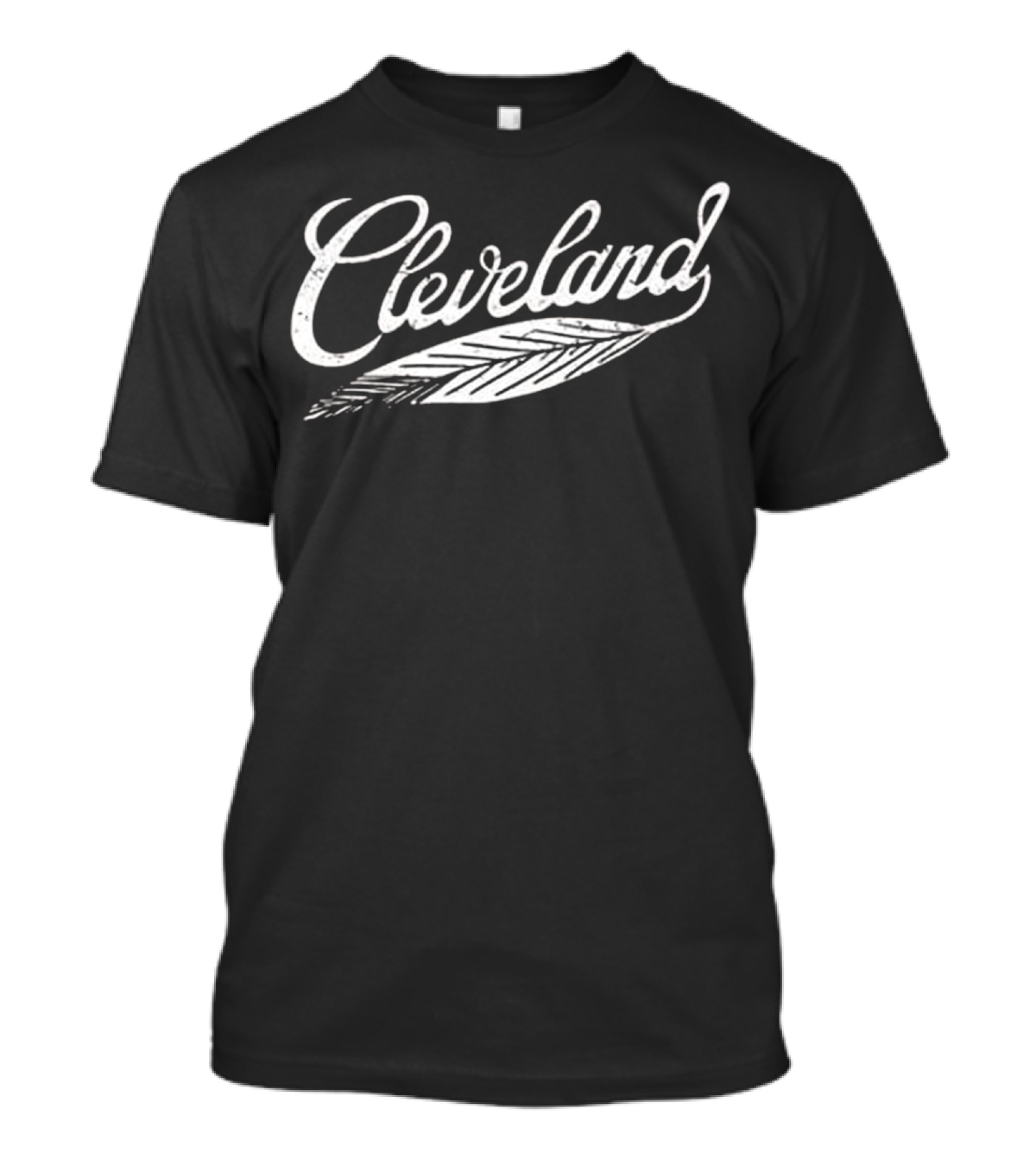 Cleveland Script With Native American Feather T-Shirt
