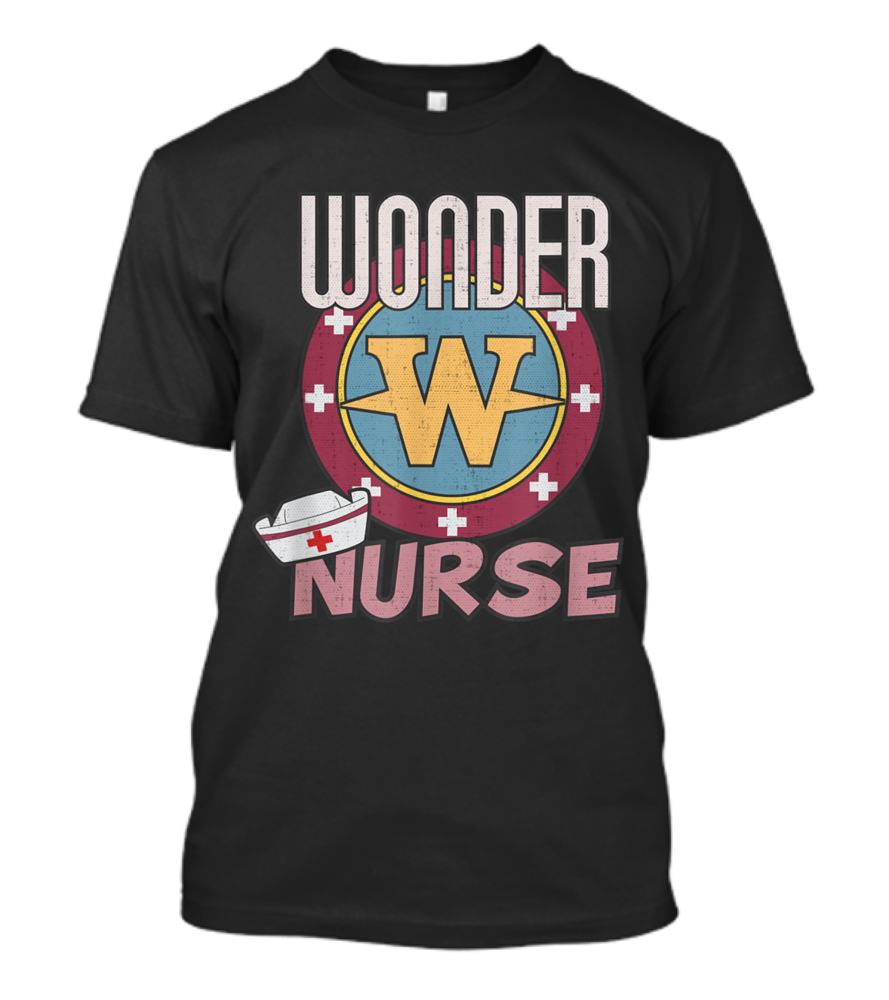 Wonder Nurse Hero Emblem With Medical Hat And Cross Motif T-Shirt
