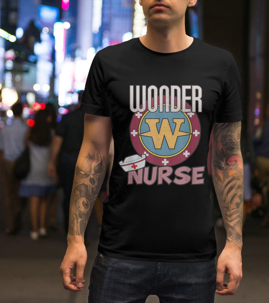 Wonder Nurse Hero Emblem With Medical Hat And Cross Motif T-Shirt