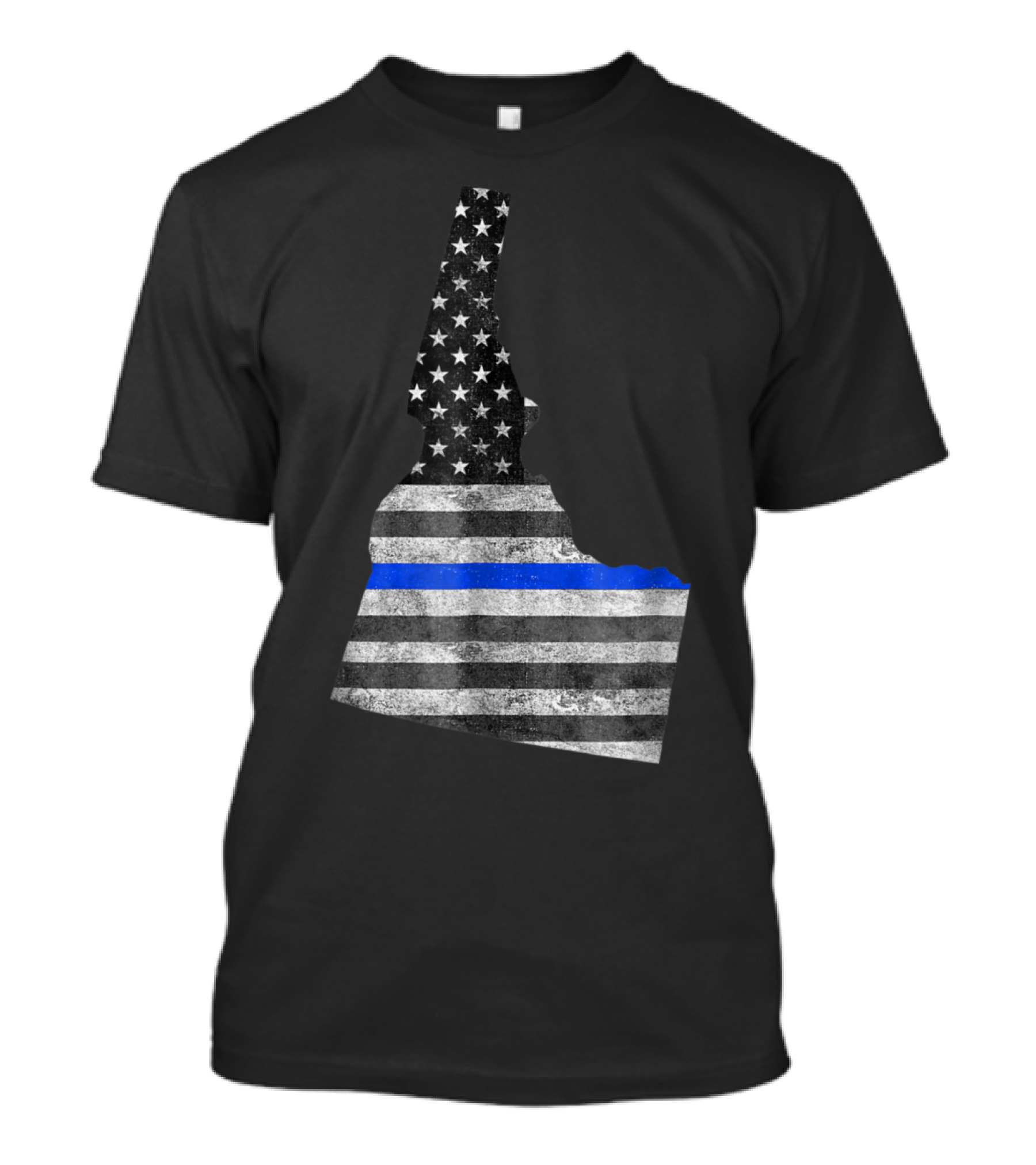 Idaho Police Thin Blue Line American Flag Map USA T-Shirt