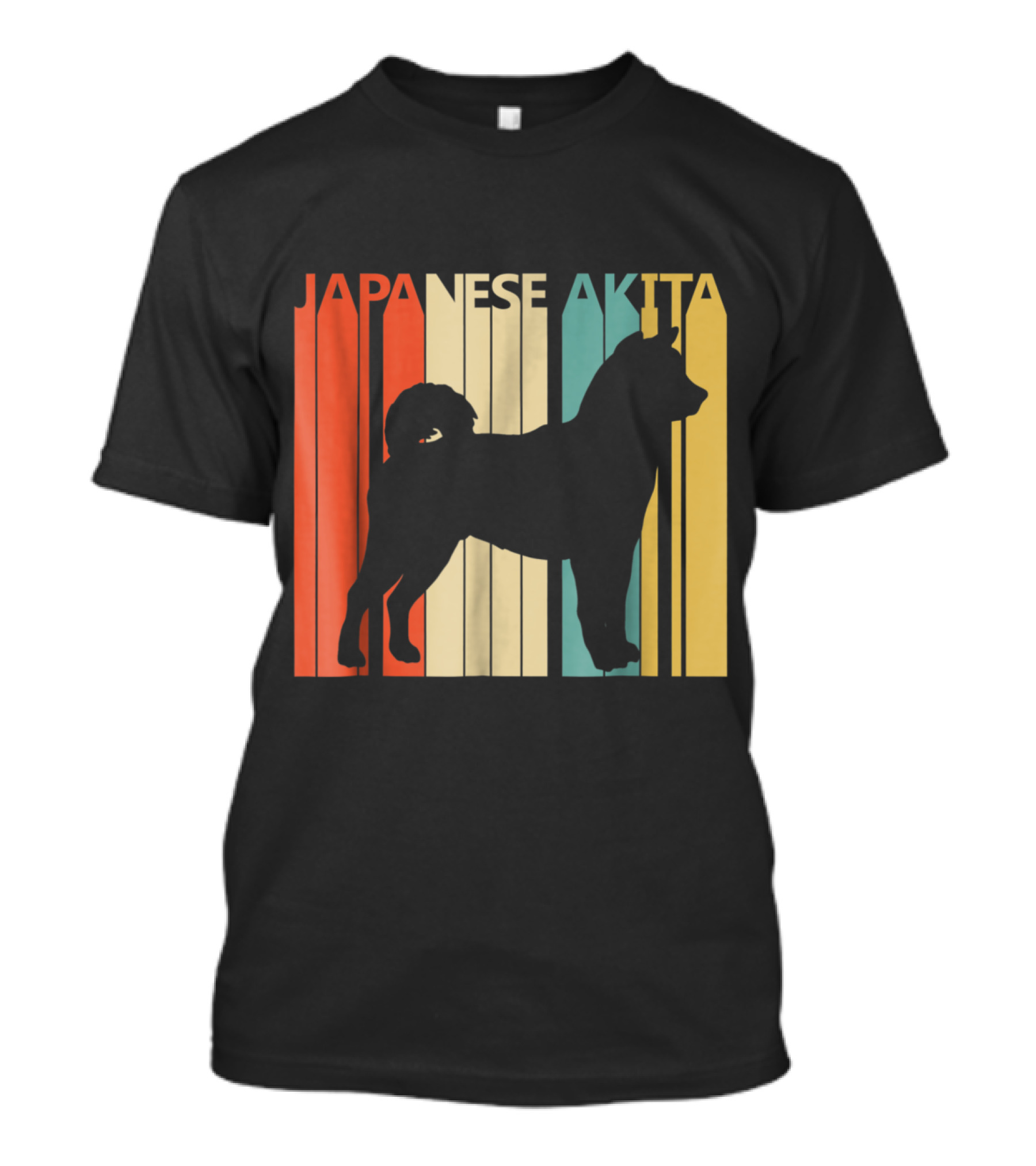 Japanese Akita Silhouette With Retro T-Shirt