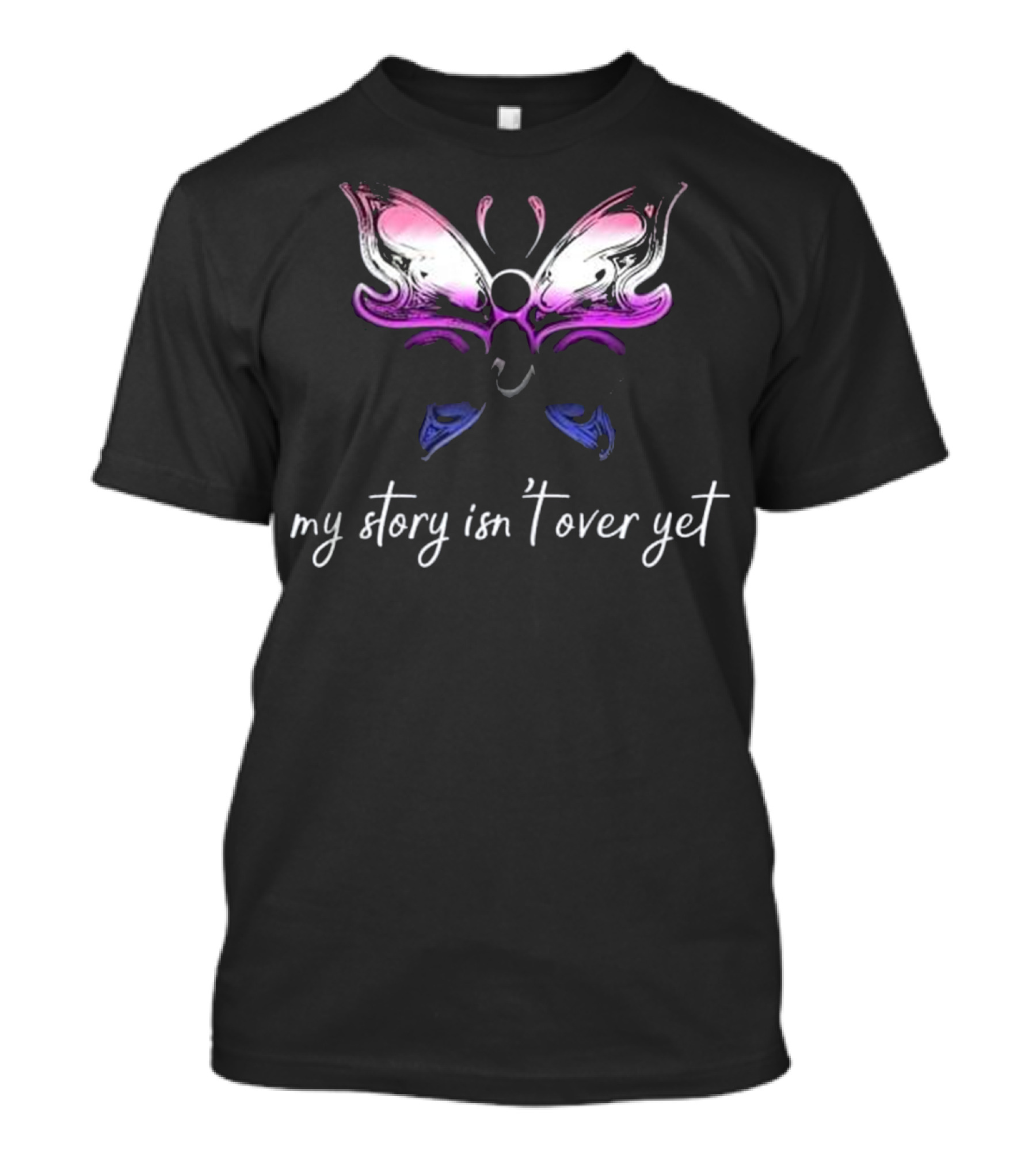Genderfluid Semicolon Project My Story Isn't Over Yet Butterfly T-Shirt