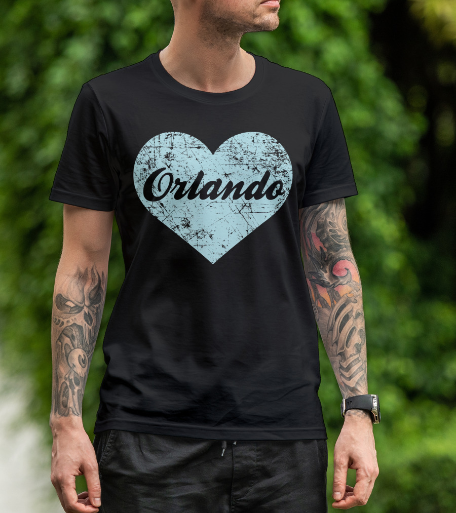 Orlando Heart Florida Souvenir Blue Vintage Grunge T-Shirt