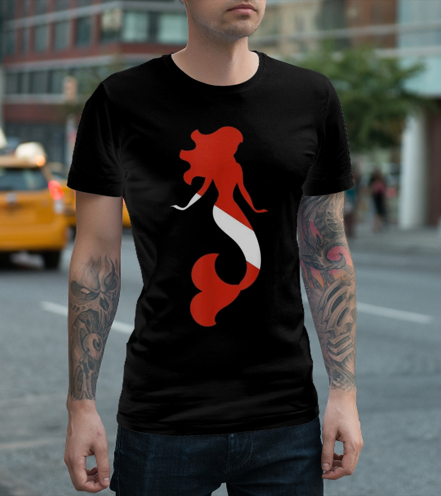 Dive Flag Mermaid Silhouette for Scuba Diving Enthusiasts T-Shirt