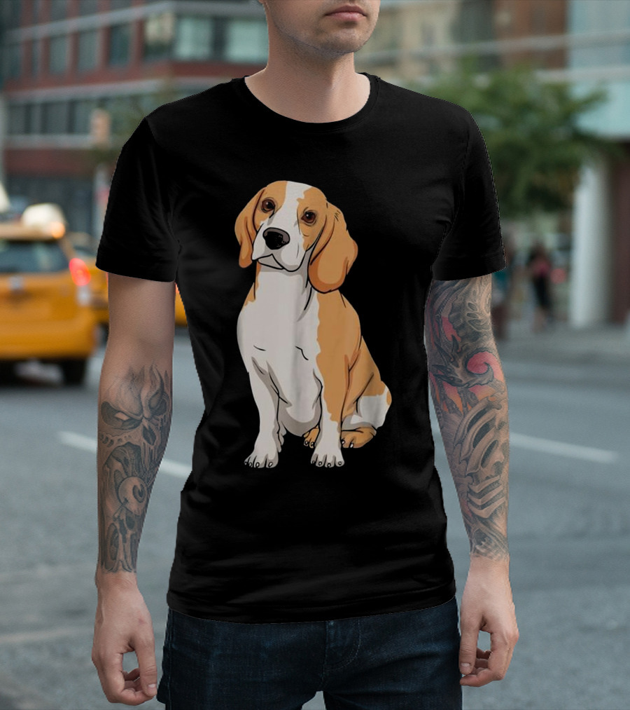 Beagle Cute Dog Lovers Illustrated Funny Cartoon Puppy T-Shirt