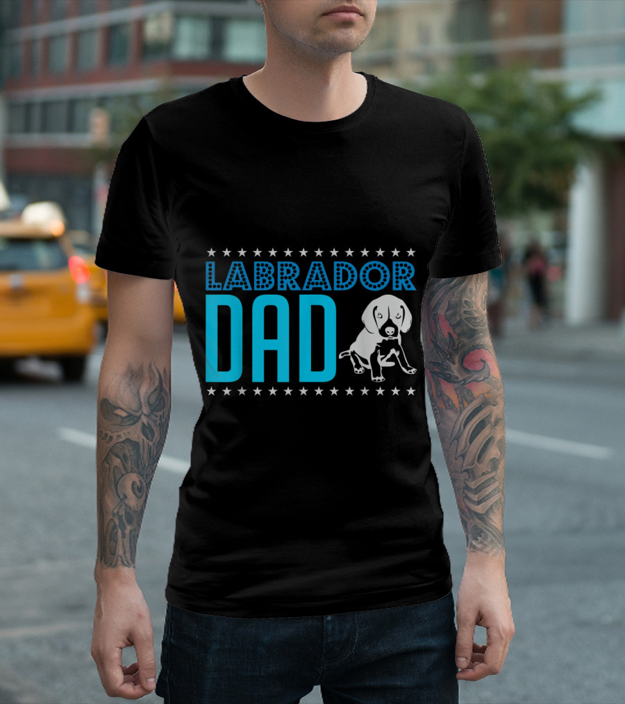 Labrador Dad Vintage Style Funny Labrador With Star Accents T-Shirt