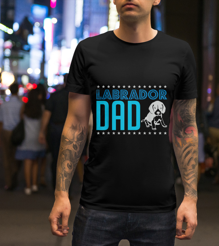 Labrador Dad Vintage Style Funny Labrador With Star Accents T-Shirt