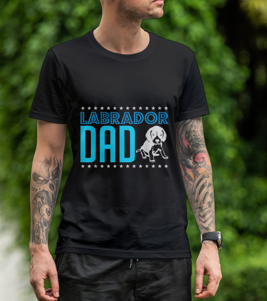 Labrador Dad Vintage Style Funny Labrador With Star Accents T-Shirt