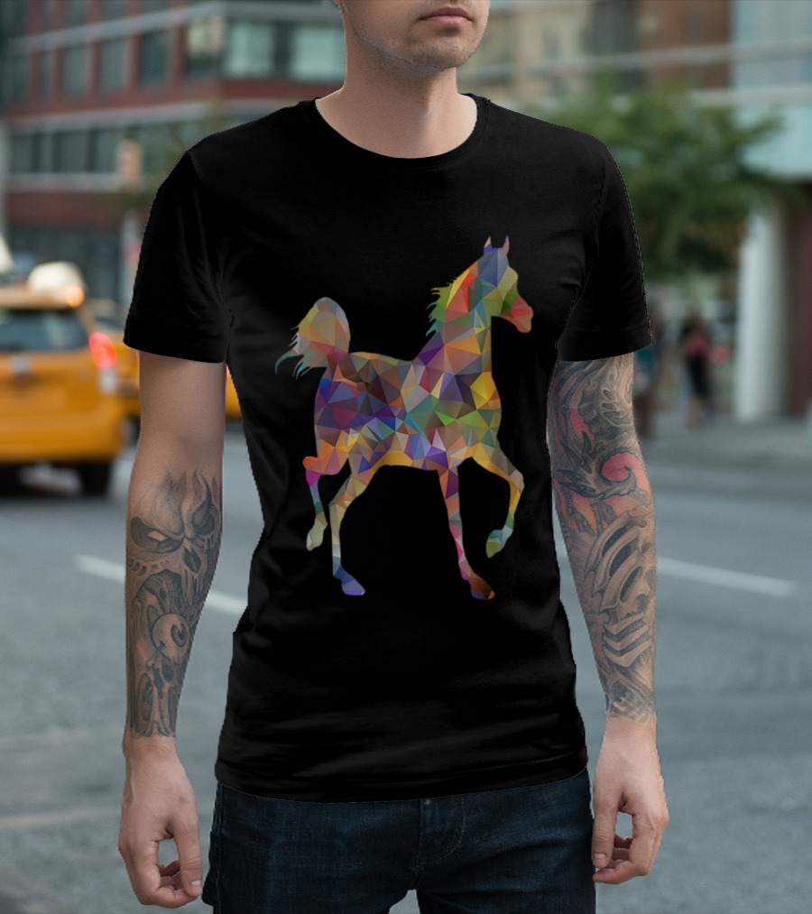 Polygons Horse Colorful Geometric T-Shirt