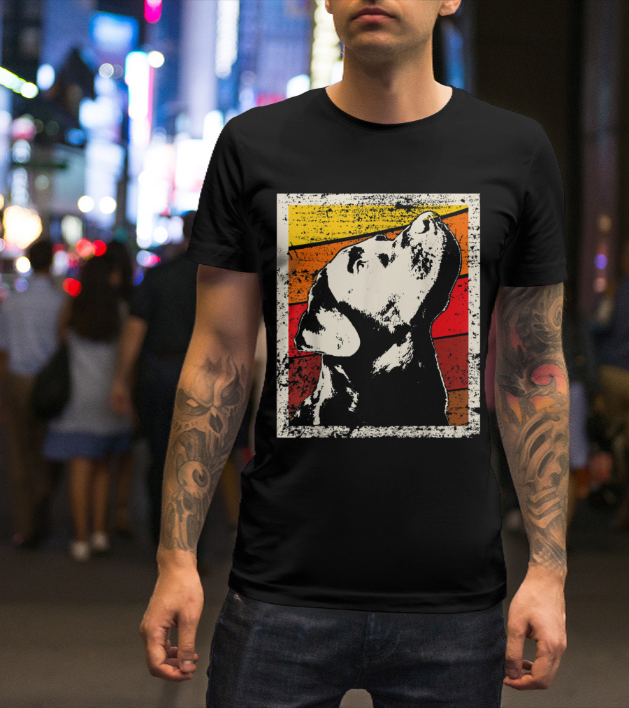Retro Labrador Retriever Dad Graphic With Sunset Colors T-Shirt