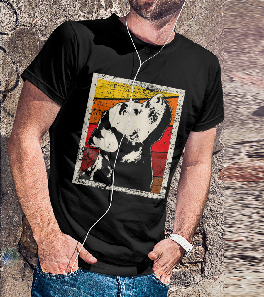 Retro Labrador Retriever Dad Graphic With Sunset Colors T-Shirt