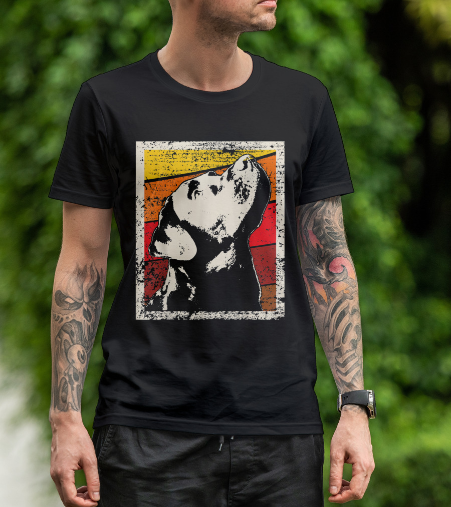 Retro Labrador Retriever Dad Graphic With Sunset Colors T-Shirt
