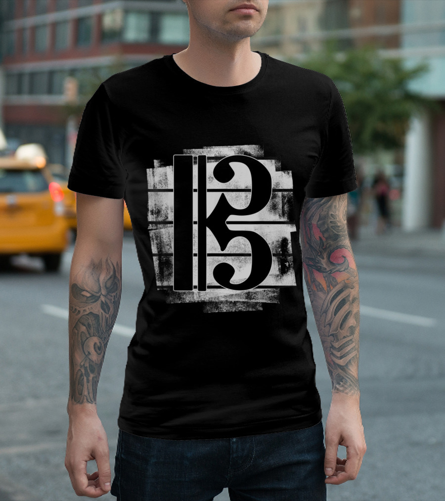 Tenor Clef Alto Clef Grunge Style Music T-Shirt