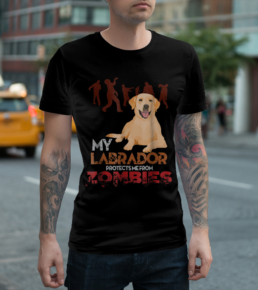 My Labrador Protects Me From Zombies Labrador Dog Zombie T-Shirt