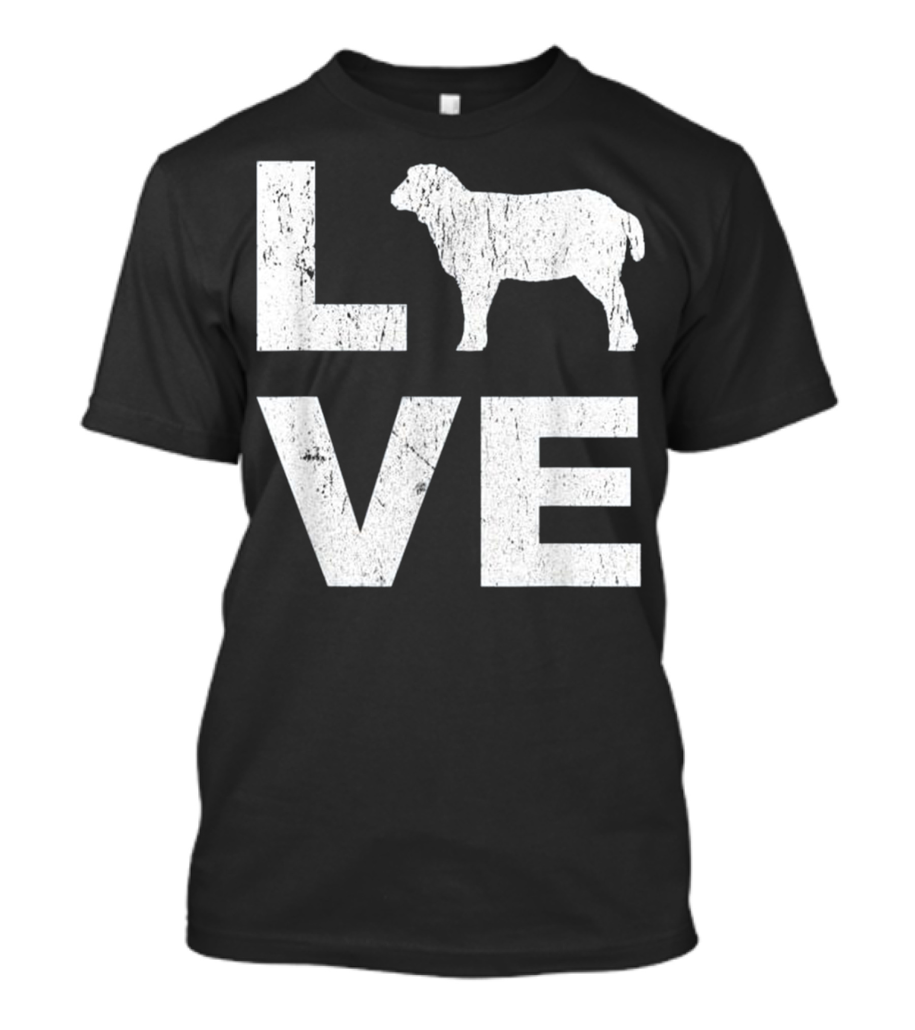 LOVE Sheep Animal Lovers Distressed FFA Style Graph Vintage Text T-Shirt