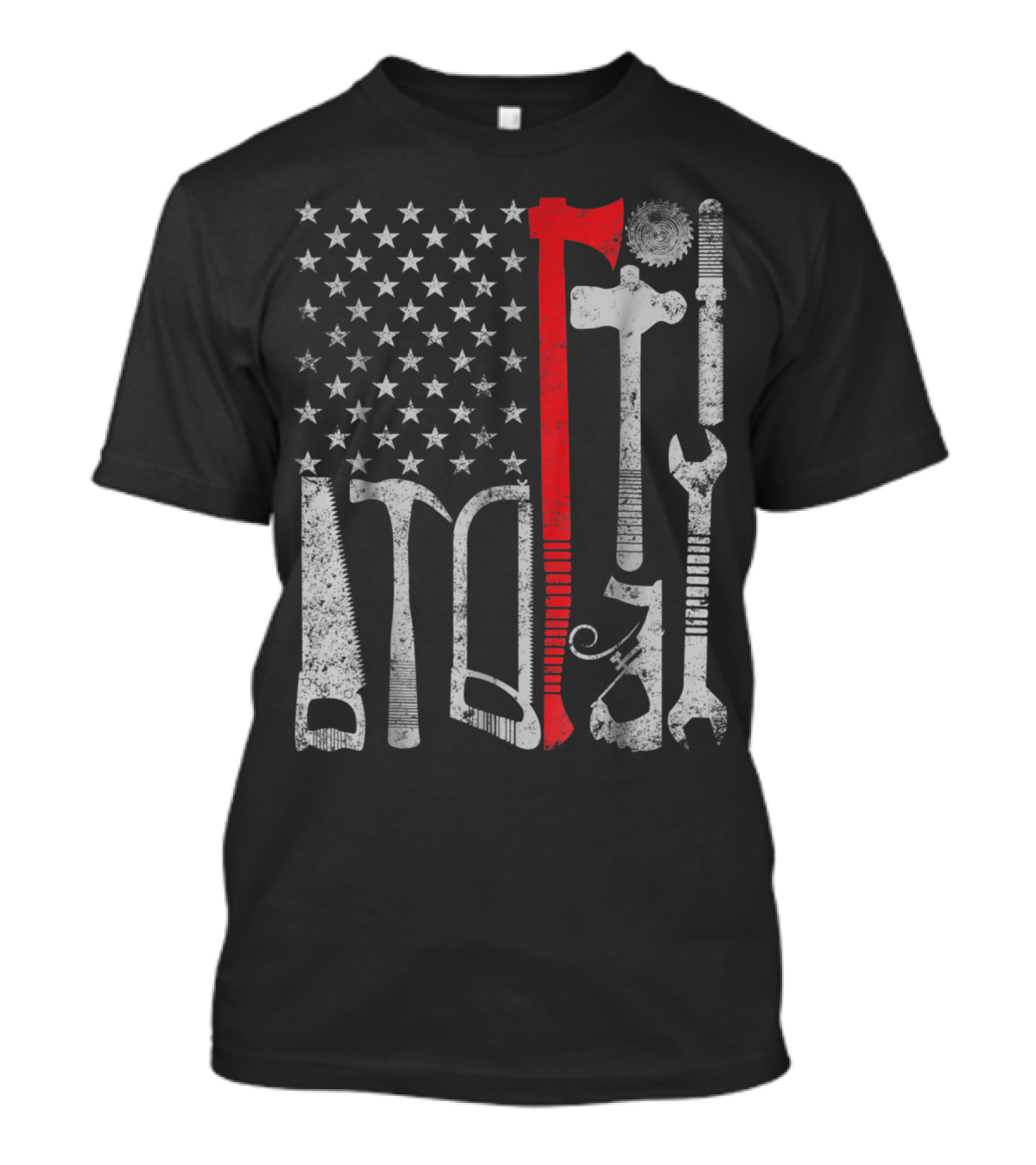 Fourth Of July Vintage Woodworking Carpenter American Tool Flag T-Shirt