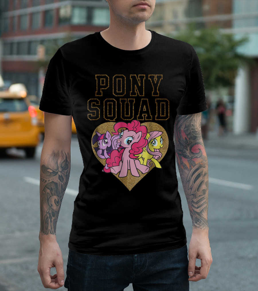 My Little Pony Pony Squad with Glitter Heart Twilight Fluttershy Pinkie Pie T-Shirt